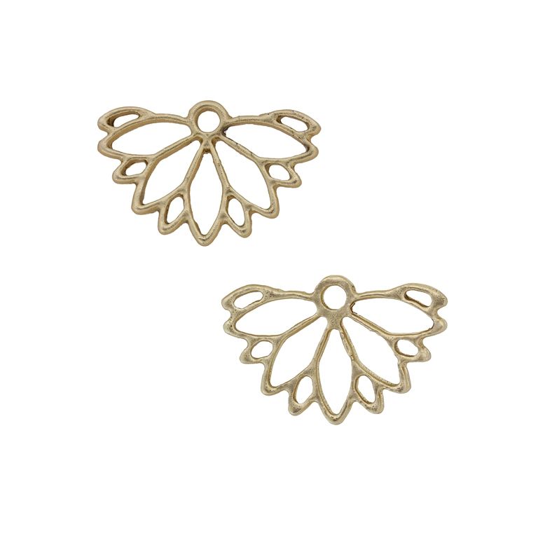 METAL BEADS - PENDANT - FLOWER 27 - 24x16x1.5mm GOLD - 3pcs. Hole-2.0mm