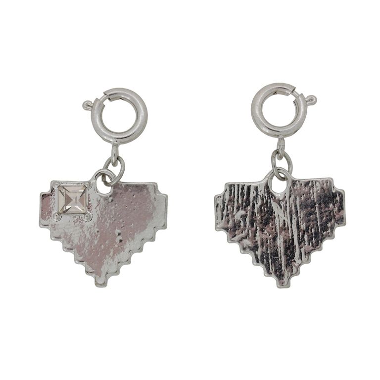 METAL BEADS - PENDANT WITH CLASP - HEART 42 - 20x18x2mm NICKEL - 3pcs. Hole-2.0mm