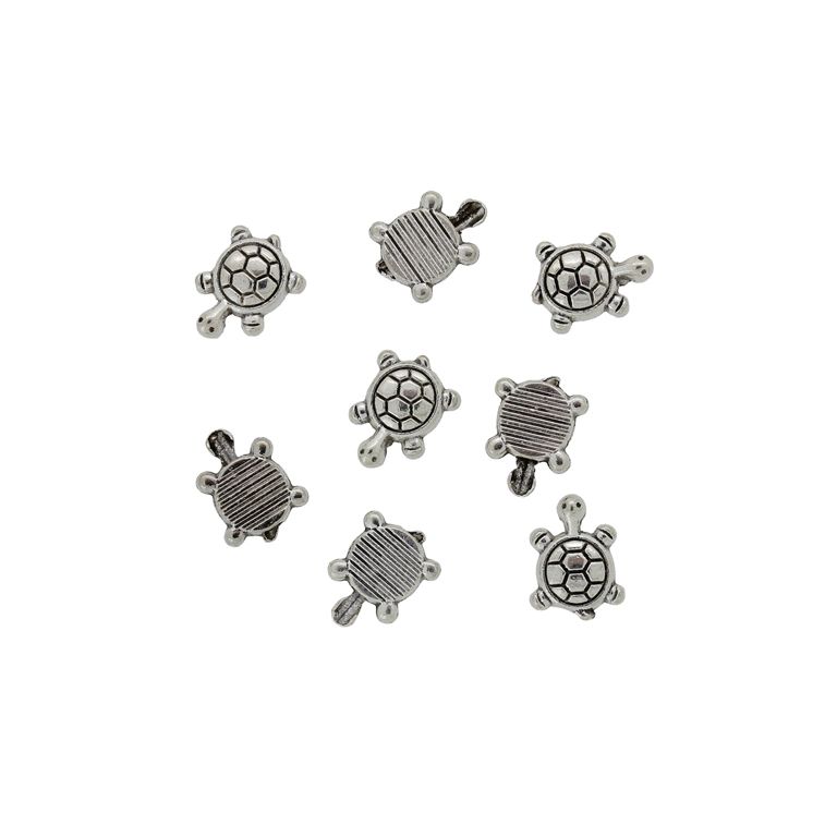 METAL BEADS - TURTLE 04 - 8x7x3mm NICKEL - 20pcs. Hole-1.4mm