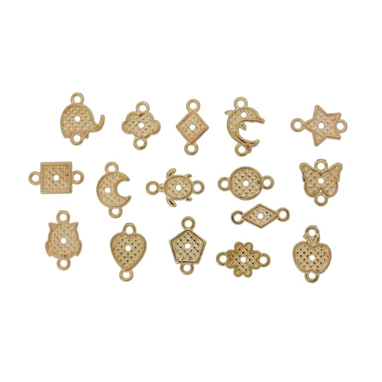 METAL BEADS - CONNECTING ELEMENT - 2 RINGS - MIX - 12x9mm GOLD (DARK) - 20pcs. Hole-1.5mm