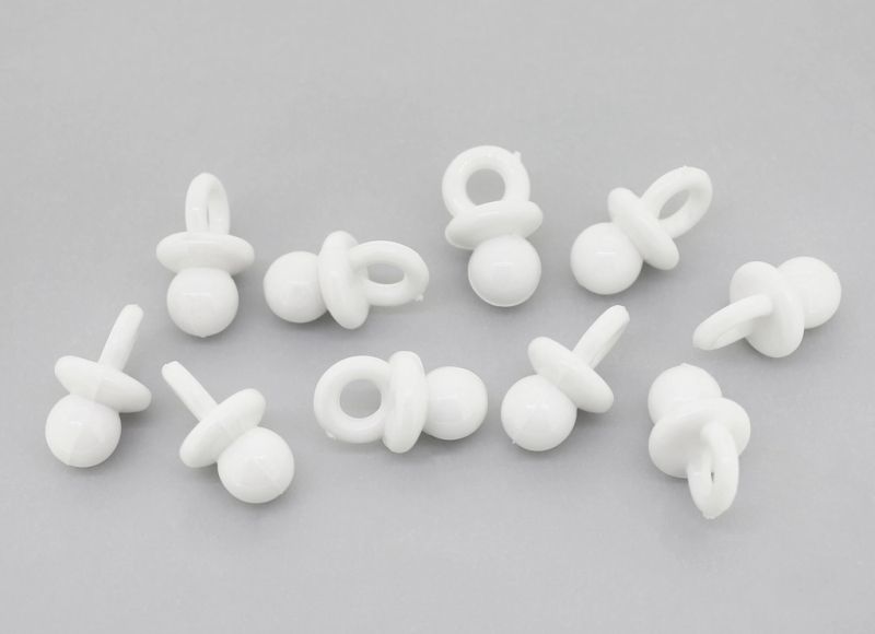 OPAQUE PLASTIC BEADS - PACIFIER - 20x12mm WHITE С01 - 50g Hole-5.0mm (51pcs.)