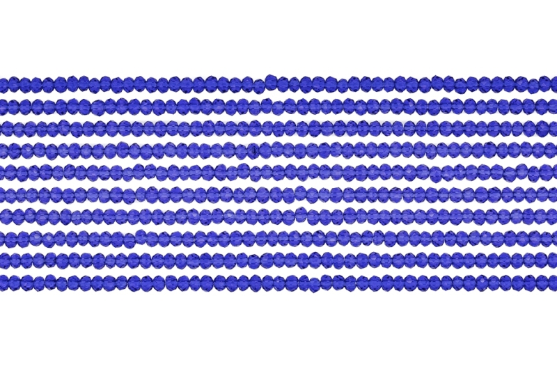 СТЪКЛЕНИ МЪНИСТА - КРИСТАЛИ - 2.5х2мм - ПРОЗРАЧНИ - СИНЬО Т. 005 - НАНИЗ (166 бр.) Отвор-0.8мм