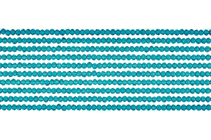 СТЪКЛЕНИ МЪНИСТА - КРИСТАЛИ - 2.5х2мм - ПРОЗРАЧНИ - ТЮРКОАЗ 022 - НАНИЗ (166 бр.) Отвор-0.8мм