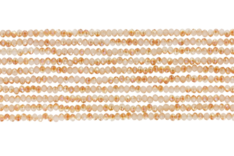 GLASS BEADS - FACETED RONDELLE CRYSTALS - 2.5x2mm - UV - BEIGE 076 - PACKAGE (10x166pcs.) Hole-0.8mm