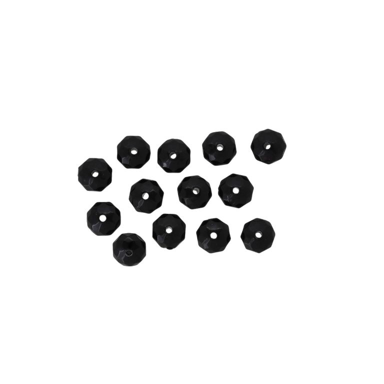 OPAQUE PLASTIC BEADS - WASHER FACETED - 5x8mm BLACK С42 - 50g Hole-1.0mm (262pcs.)
