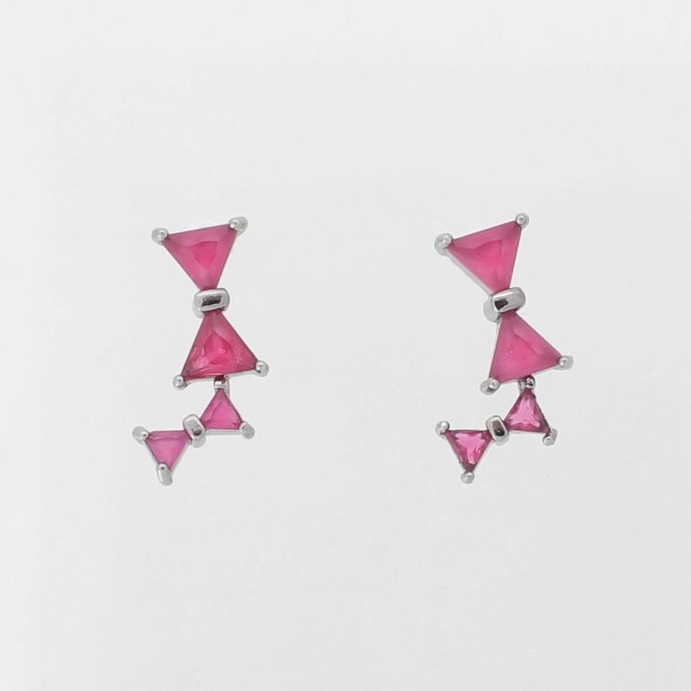 JEWELRY - EARRINGS - SCREW - ZIRCON - RIBBON Е979 - 0.7x1.6cm OXIDIZED AND CYCLAMEN - PACKAGE 6 pairs 