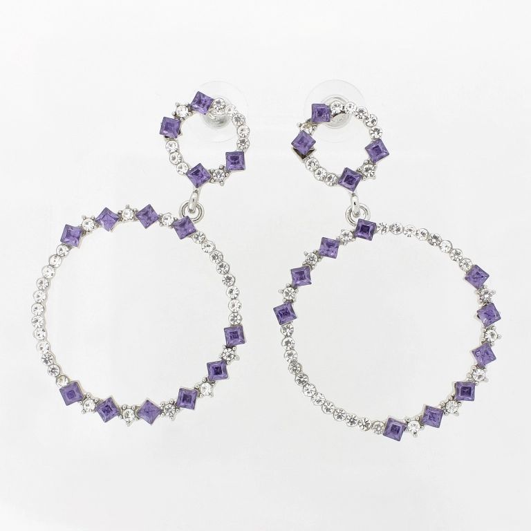 БИЖУТЕРИЯ - ОБЕЦИ - ВИНТ - КРИСТАЛИ - КРЪГОВЕ Е1104 - 3.4х5.2см НИКЕЛ-БЯЛО-ЛИЛАВО - 1 чифт
