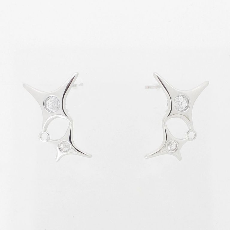 JEWELRY - EARRINGS - SCREW - ZIRCON - STARS Е1001 - 2.0x2.0cm NICKEL AND WHITE - 1 pair 