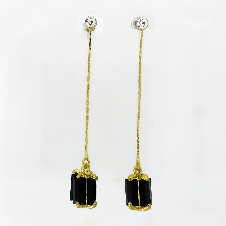 JEWELRY - EARRINGS - SCREW - ZIRCON - GIFT Е1033 - 1.0x7.3cm GOLD AND WHITE - 1 pair 