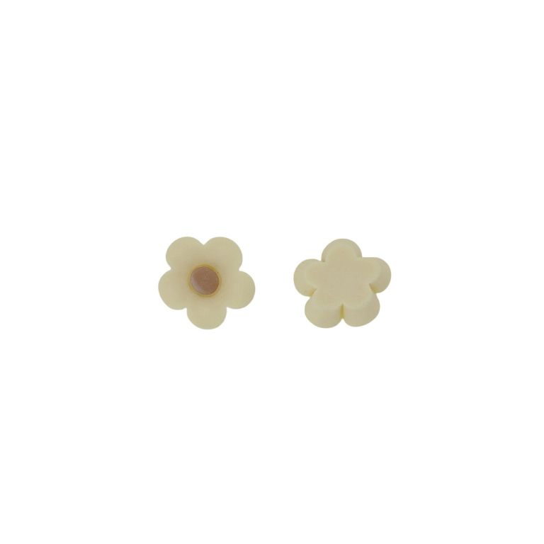 PLASTIC BEADS - RESIN 3D - FOR GLUING - FLOWER 30 - 21x7mm ECRU AND BROWN (LIGHT) - PACKAGE 40pcs.