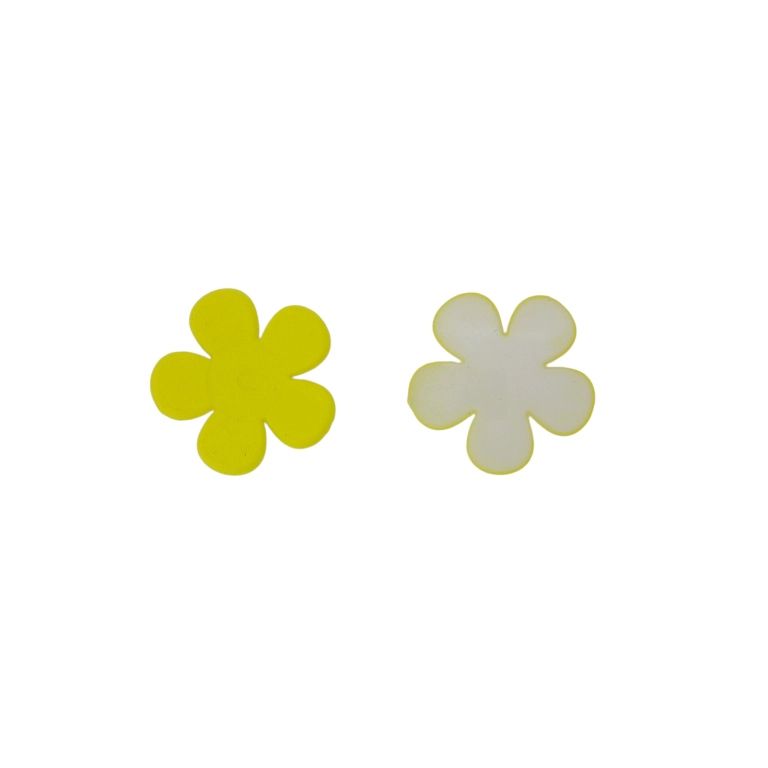 PLASTIC BEADS - RESIN 3D - FOR GLUING - FLOWER 33 - 29x4mm YELLOW - PACKAGE 30pcs.