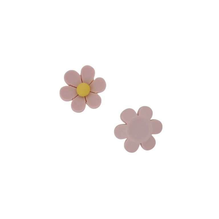 PLASTIC BEADS - RESIN 3D - FOR GLUING - FLOWER 37 - 26x8mm PINK (LIGHT) AND YELLOW - PACKAGE 30pcs.