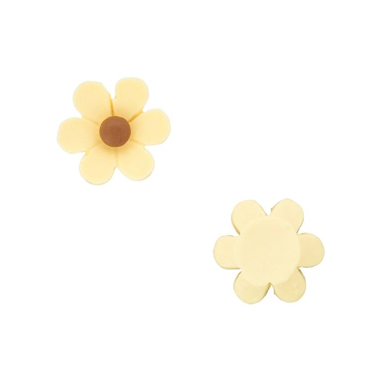 PLASTIC BEADS - RESIN 3D - FOR GLUING - FLOWER 37 - 19x7mm ECRU (DARK) AND BROWN - PACKAGE 40pcs.