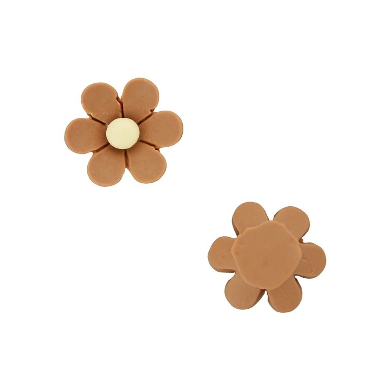 PLASTIC BEADS - RESIN 3D - FOR GLUING - FLOWER 37 - 19x7mm BROWN (LIGHT) AND ECRU - PACKAGE 40pcs.