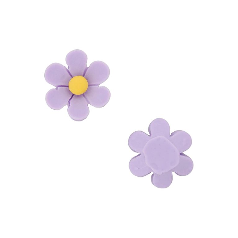 PLASTIC BEADS - RESIN 3D - FOR GLUING - FLOWER 37 - 19x7mm PURPLE AND YELLOW - PACKAGE 40pcs.