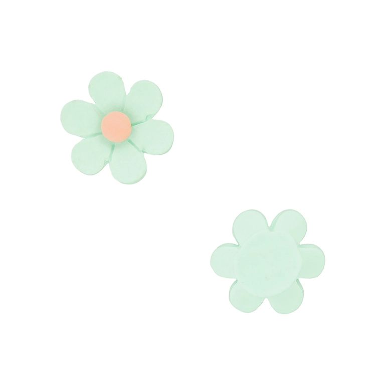 PLASTIC BEADS - RESIN 3D - FOR GLUING - FLOWER 37 - 19x7mm MINT AND PINK (LIGHT) - PACKAGE 40pcs.