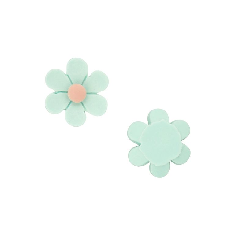 PLASTIC BEADS - RESIN 3D - FOR GLUING - FLOWER 37 - 19x7mm BLUE (LIGHT) AND PINK (LIGHT) - PACKAGE 40pcs.