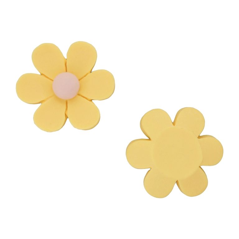 PLASTIC BEADS - RESIN 3D - FOR GLUING - FLOWER 37 - 26x8mm YELLOW AND PINK (LIGHT) - PACKAGE 30pcs.