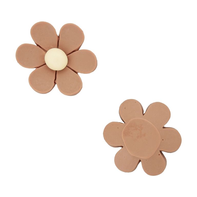 PLASTIC BEADS - RESIN 3D - FOR GLUING - FLOWER 37 - 26x8mm BROWN (LIGHT) AND ECRU - PACKAGE 30pcs.