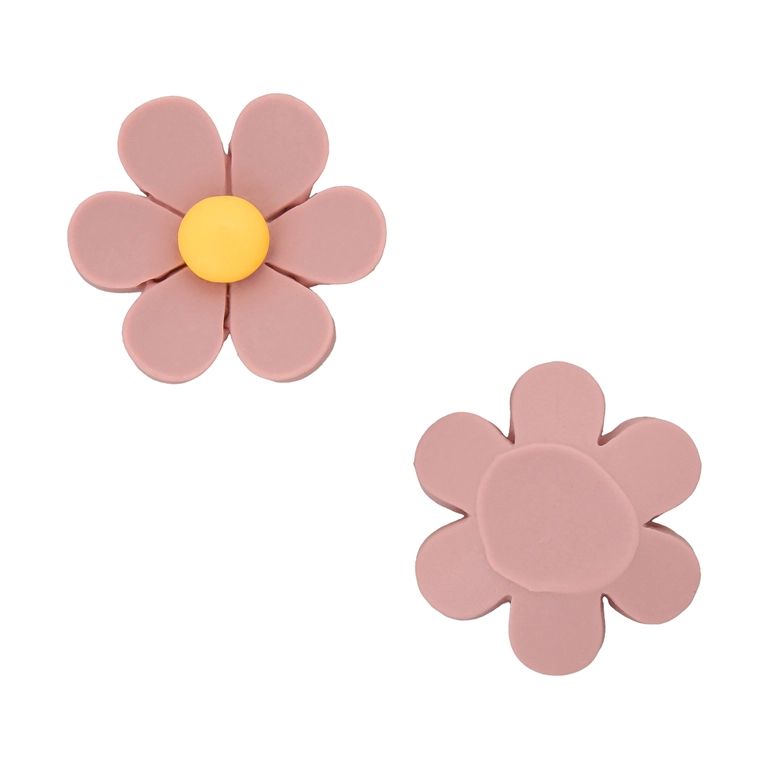 PLASTIC BEADS - RESIN 3D - FOR GLUING - FLOWER 37 - 26x8mm ROSE DUST AND YELLOW - PACKAGE 30pcs.