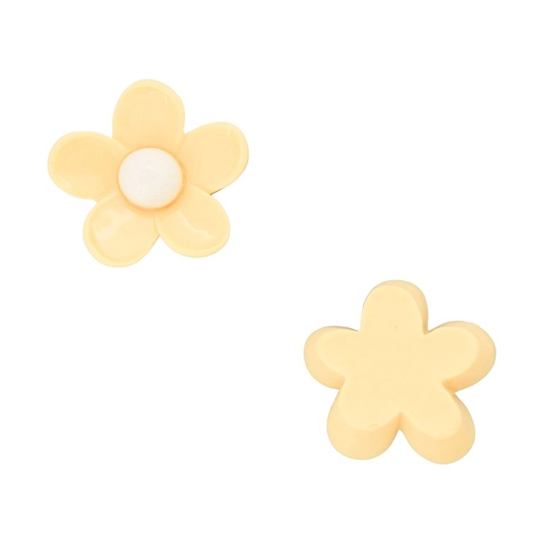PLASTIC BEADS - RESIN 3D - FOR GLUING - FLOWER 39 - 22x8mm YELLOW AND WHITE - PACKAGE 40pcs.