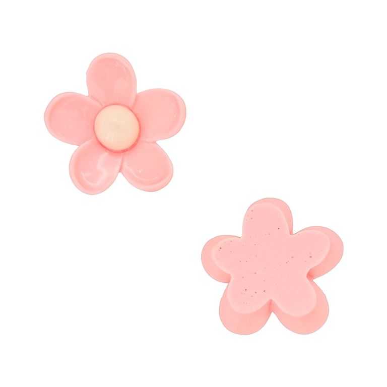 PLASTIC BEADS - RESIN 3D - FOR GLUING - FLOWER 39 - 22x8mm PINK (DARK) AND WHITE - PACKAGE 40pcs.