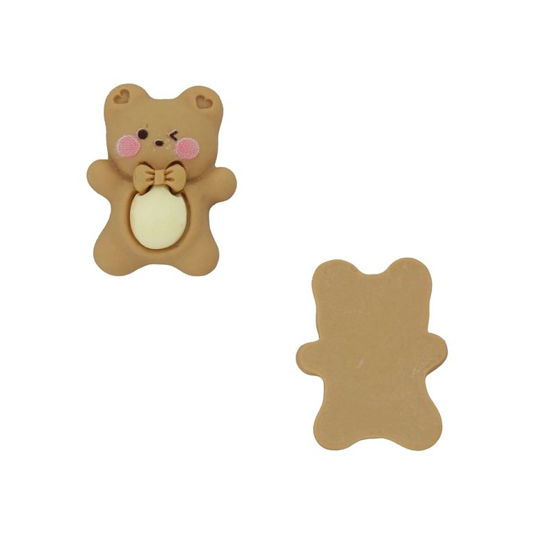 PLASTIC BEADS - RESIN 3D - FOR GLUING - BEAR 46 - 18x22x6mm BROWN (LIGHT)-ECRU-PINK - PACKAGE 30pcs.