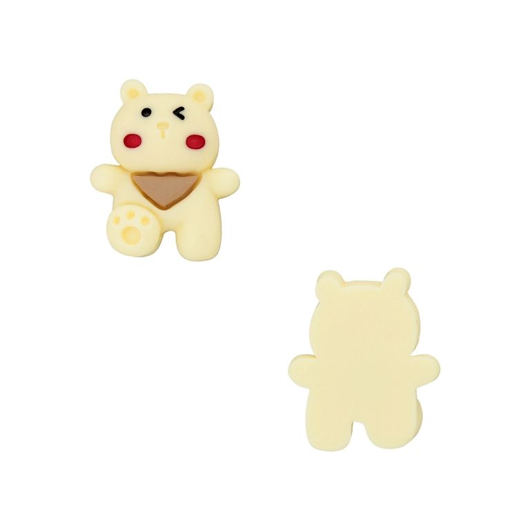 PLASTIC BEADS - RESIN 3D - FOR GLUING - BEAR 82 - 18x21x7mm ECRU AND BROWN (LIGHT) - PACKAGE 30pcs.