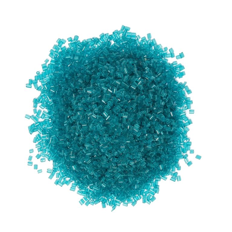 GLASS SEED BEADS - 2 CUT 2x2mm - SILVER THREAD - TURQUOISE 51А - PACKAGE 450g Hole-0.8mm
