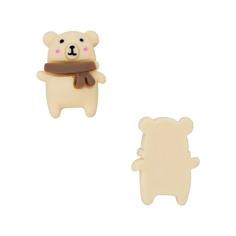 PLASTIC BEADS - RESIN 3D - FOR GLUING - BEAR 53 - 18x23x9mm ECRU (LIGHT) AND BROWN - PACKAGE 30pcs.