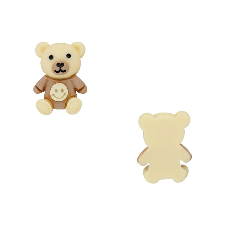 PLASTIC BEADS - RESIN 3D - FOR GLUING - BEAR 86 SMILEY FACE - 15x21x8mm ECRU AND BROWN (LIGHT) - PACKAGE 30pcs.