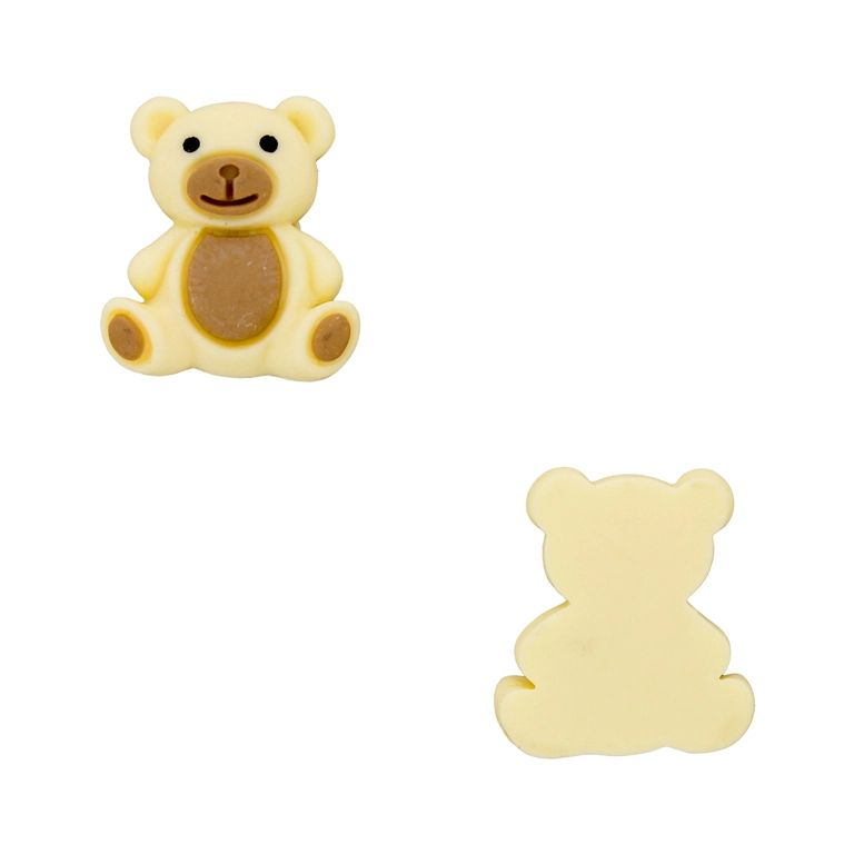 PLASTIC BEADS - RESIN 3D - FOR GLUING - BEAR 89 - 19x22x6mm ECRU AND BROWN (LIGHT) - PACKAGE 30pcs.