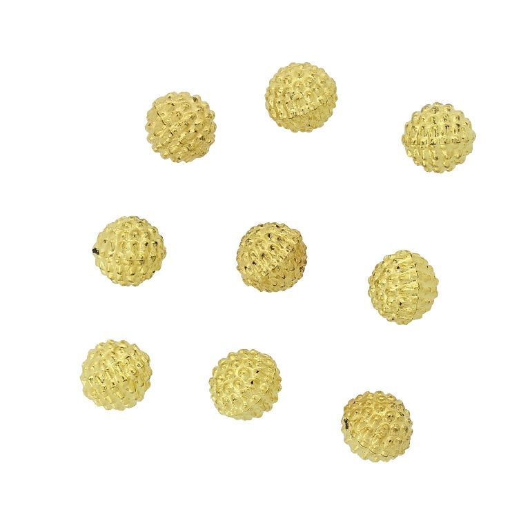 ADHESIVE BEADS - METALLIZED CCB - ROUGH BALL 01 - 8мм GOLD COLOR - 20g (80pcs.)