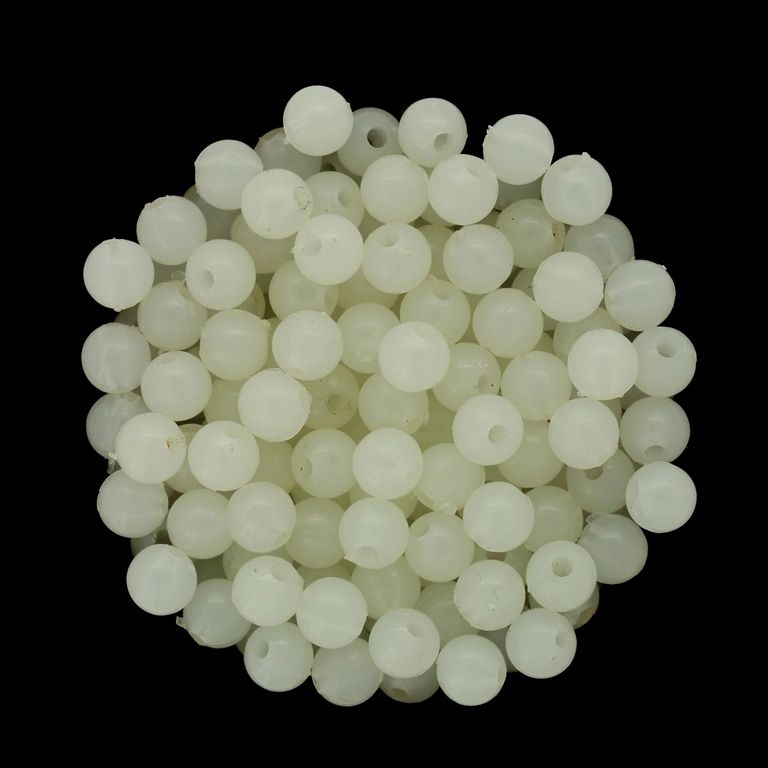 PLASTIC BEADS - PHOSPHOROUS - LIGHTING BALL - 6mm WHITE - 50g Hole-1.6mm (488pcs.)