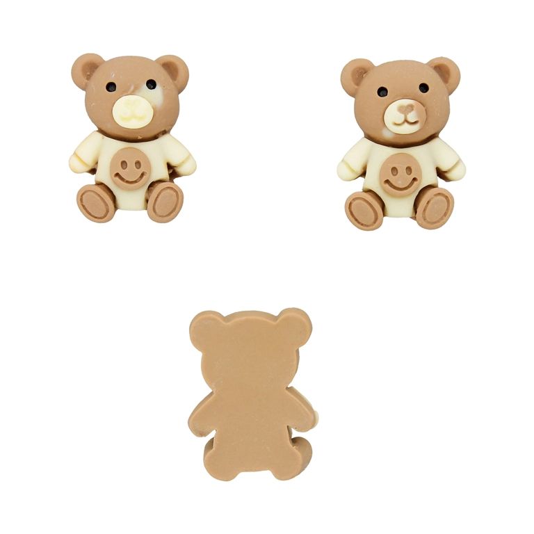 PLASTIC BEADS - RESIN 3D - FOR GLUING - BEAR 86 SMILEY FACE - 15x21x8mm BROWN (LIGHT) AND ECRU - SECOND-RATE - PACKAGE 30pcs.