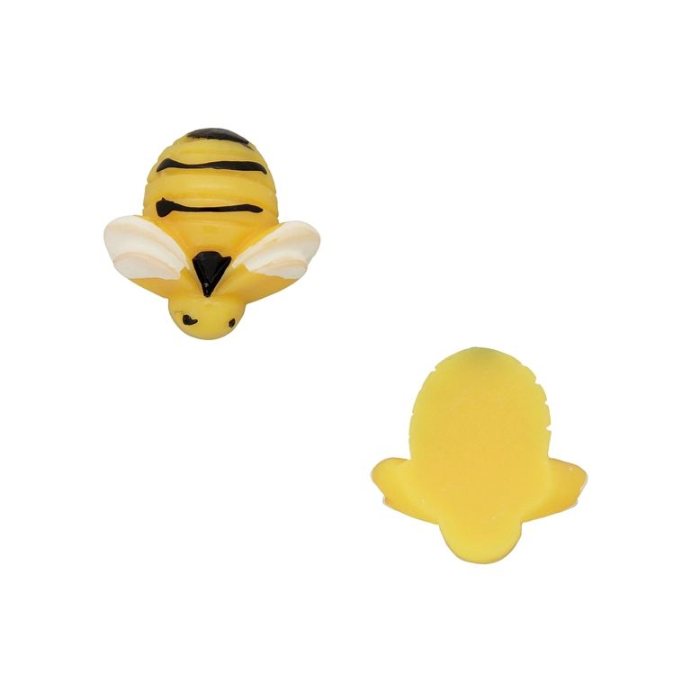 PLASTIC BEADS - RESIN 3D - FOR GLUING - BEE 02 - 20x20x9mm YELLOW-WHITE-BLACK - PACKAGE 30pcs.