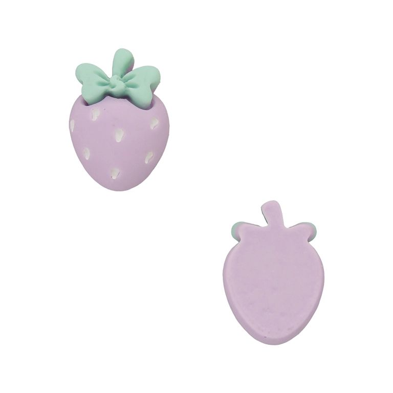 PLASTIC BEADS - RESIN 3D - FOR GLUING - STRAWBERRY 20 - 16x23x9mm PURPLE (LIGHT)-WHITE-MINT - PACKAGE 30pcs.