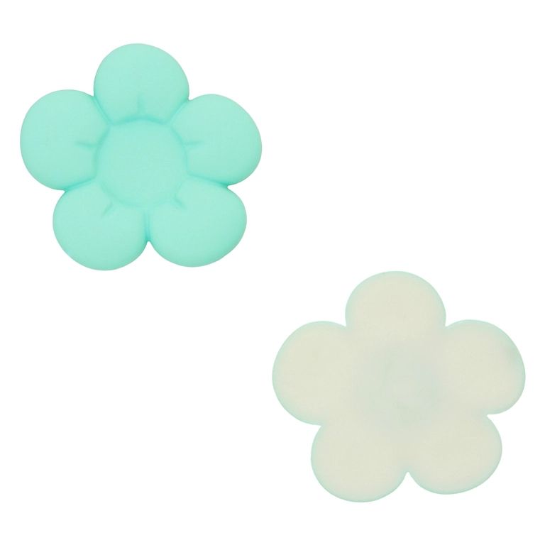 PLASTIC BEADS - RESIN 3D - FOR GLUING - FLOWER 44 - 36x33x5mm BLUE (LIGHT) - PACKAGE 30pcs.