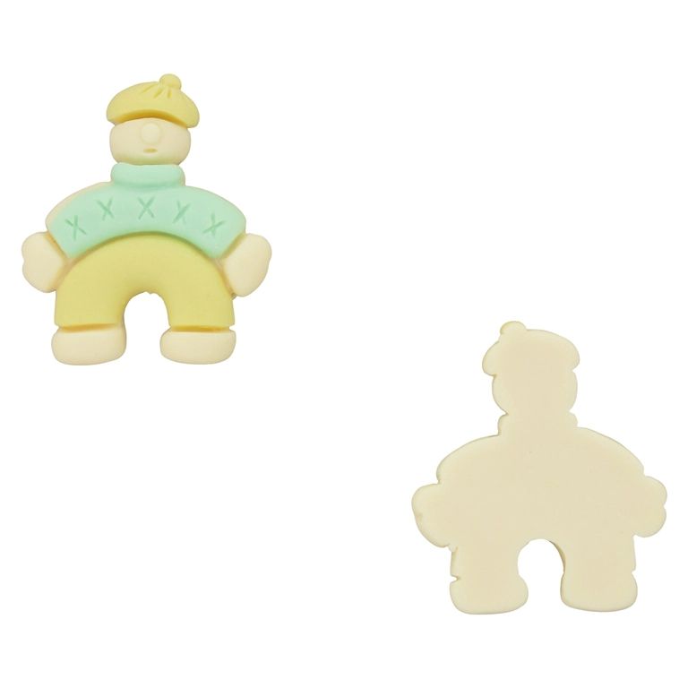 PLASTIC BEADS - RESIN 3D - FOR GLUING - MAN 01 - 29x34x7mm ECRU-RESEDA-YELLOW (LIGHT) - PACKAGE 20pcs.