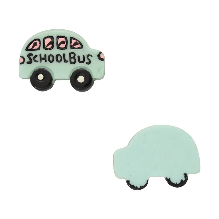 PLASTIC BEADS - RESIN 3D - FOR GLUING - BUS 01 SCHOOL - 31x23x5mm MINT-PINK-BLACK - PACKAGE 40pcs.