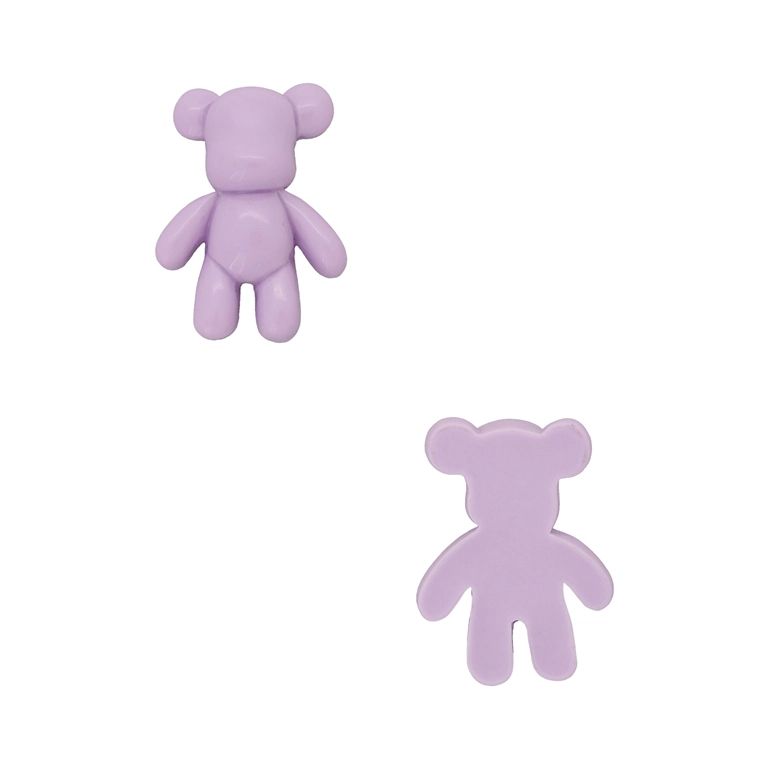 PLASTIC BEADS - RESIN 3D - FOR GLUING - BEAR 90 - 20x27x8mm PURPLE - PACKAGE 30pcs.