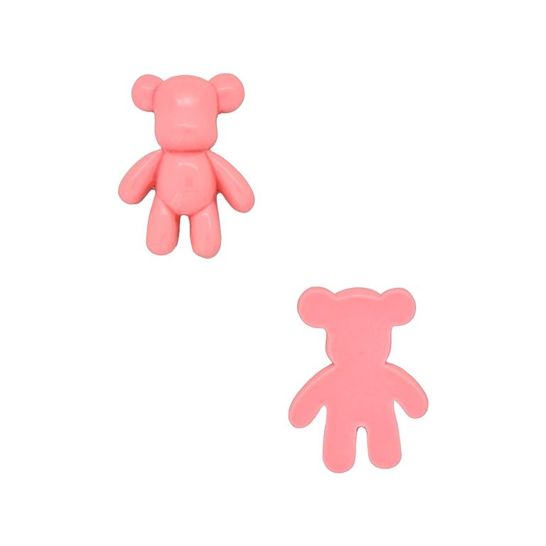 PLASTIC BEADS - RESIN 3D - FOR GLUING - BEAR 90 - 20x27x8mm PINK (DARK) - PACKAGE 30pcs.