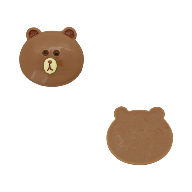 PLASTIC BEADS - RESIN 3D - FOR GLUING - BEAR 91 - 27x25x8mm BROWN AND ECRU - PACKAGE 40pcs.