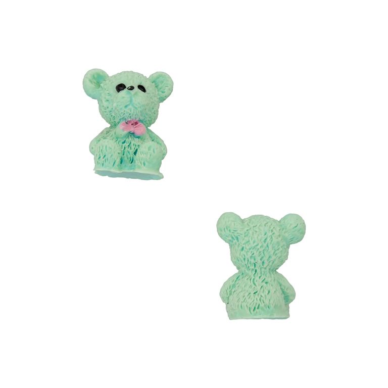 PLASTIC BEADS - RESIN 3D - FOR GLUING - BEAR 92 - 18x20x14mm MINT AND PINK - PACKAGE 30pcs.