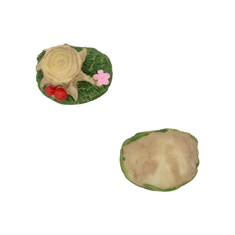 PLASTIC BEADS - RESIN 3D - FOR GLUING - STUMP 01 WITH MUSHROOMS - 27x11x21mm BROWN (LIGHT)-GREEN (DARK)-RED - PACKAGE 30pcs.