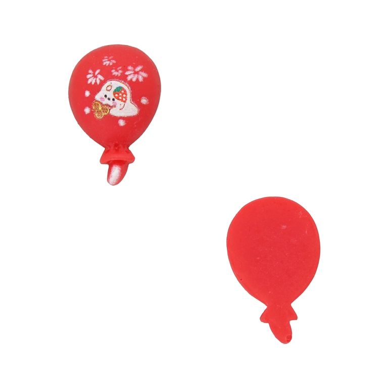 PLASTIC BEADS - RESIN 3D - FOR GLUING - BALLOON 01 - 16x26x8mm RED AND WHITE - PACKAGE 30pcs.
