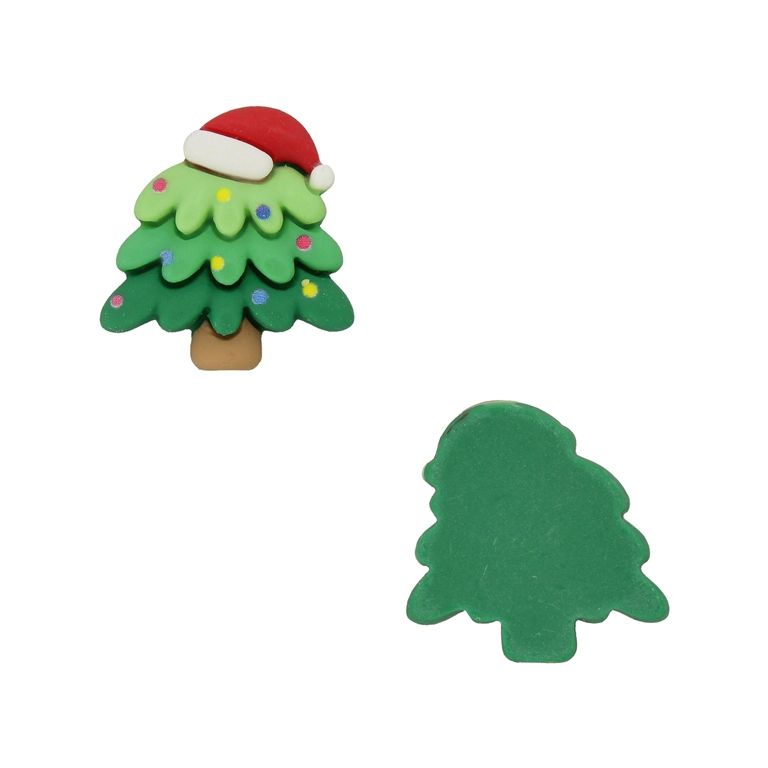 PLASTIC BEADS - RESIN 3D - FOR GLUING - CHRISTMAS TREE 08 - 23x23x7mm GREEN-GREEN (LIGHT)-RED-WHITE - PACKAGE 30pcs.