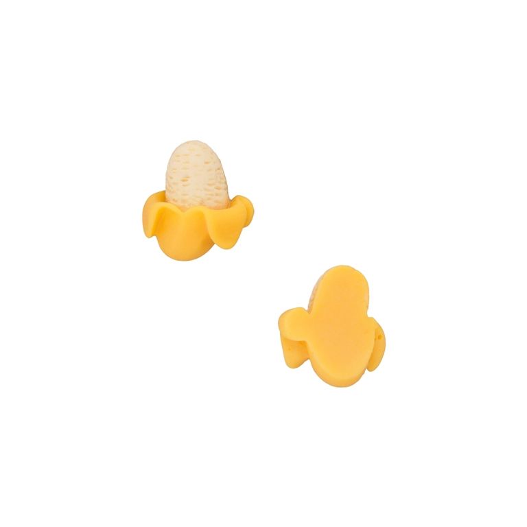 PLASTIC BEADS - RESIN 3D - FOR GLUING - BANANA 06 - 14x16x8mm YELLOW AND YELLOW (LIGHT) - PACKAGE 40pcs.