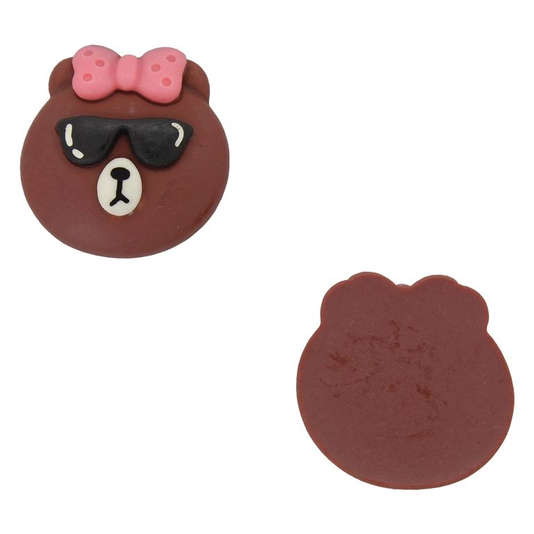 PLASTIC BEADS - RESIN 3D - FOR GLUING - BEAR 99 WITH GLASSES - 29x29x8mm BROWN (DARK)-PINK-BLACK - PACKAGE 30pcs.