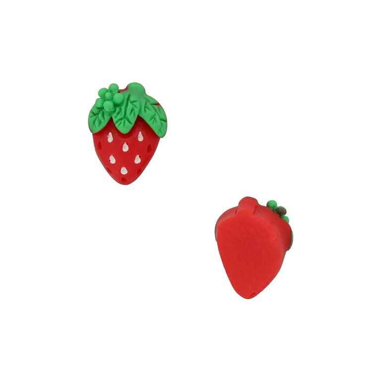 PLASTIC BEADS - RESIN 3D - FOR GLUING - STRAWBERRY 23 - 14x18x10mm RED-WHITE-GREEN - PACKAGE 40pcs.